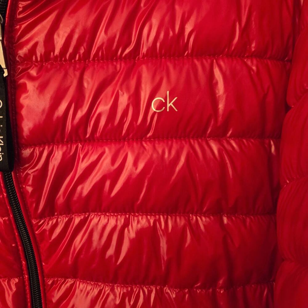 Calvin Klein Women's Ultra-Lightweight Hooded Puffer Jacket-Red-Size XXL - Picture 5 of 6